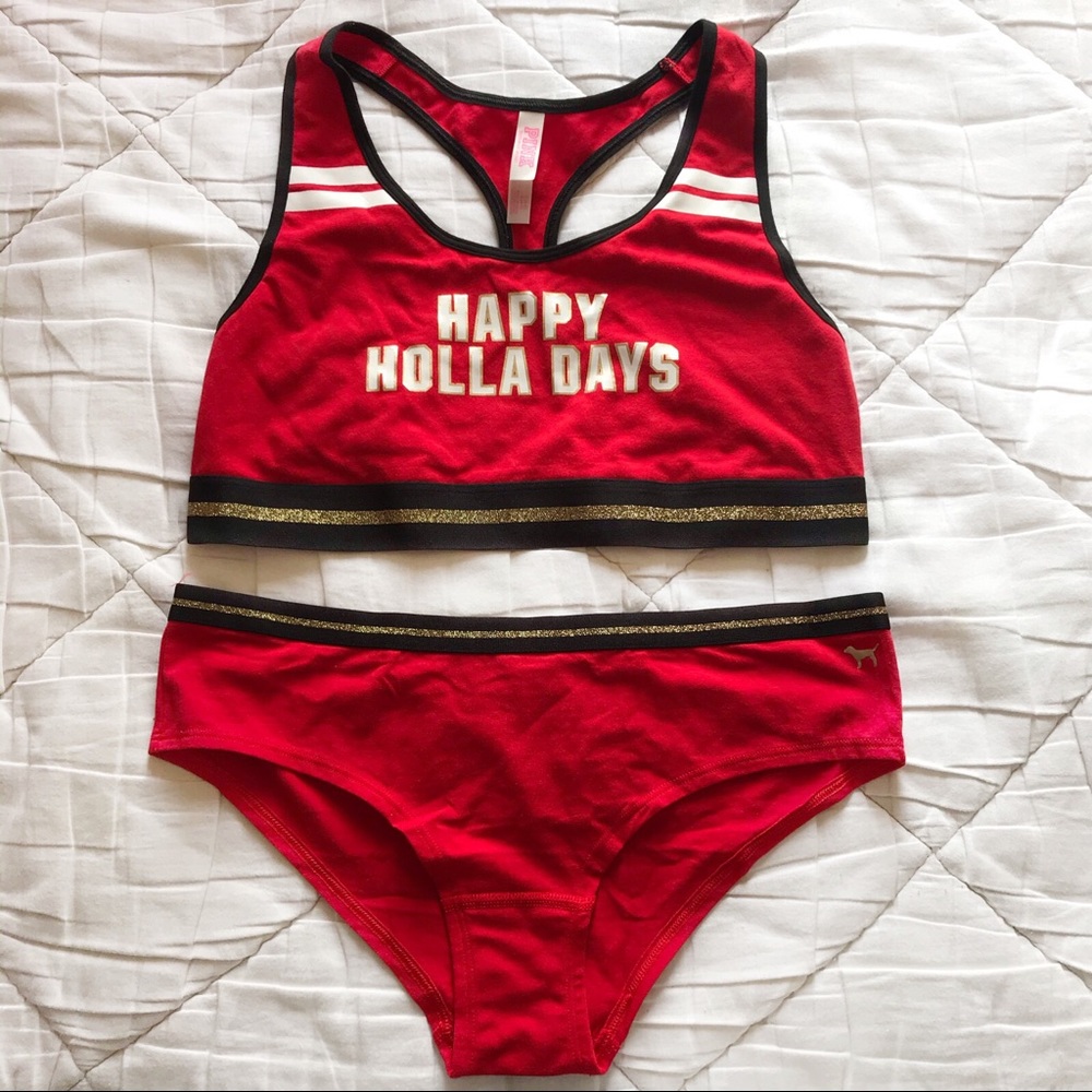 🎄☃️Vs Pink Sports Bra & Panty Set